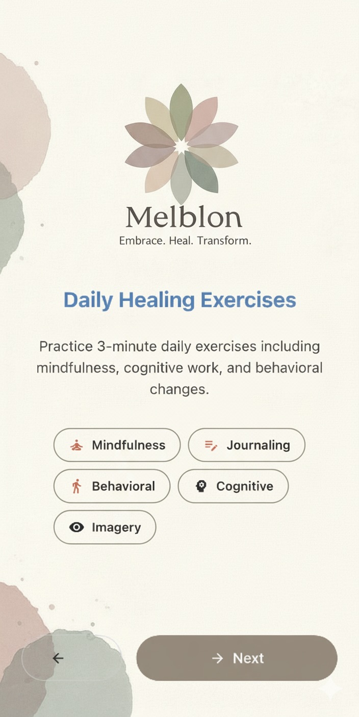 Melblon app screen